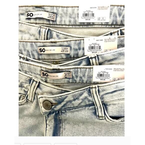 So Jeans Juniors 7 Loose Baggy Mom High Rise Cross-Over Waist Light Bleach Rips - Picture 6 of 6